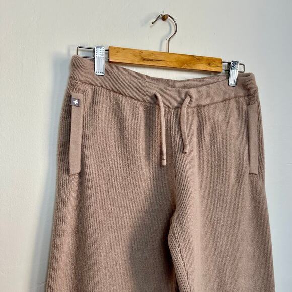 FIGS Wide Leg Ribbed Knit Cozy Lounge Pants Joggers in Neutral Tan Latte S - Picture 5 of 9